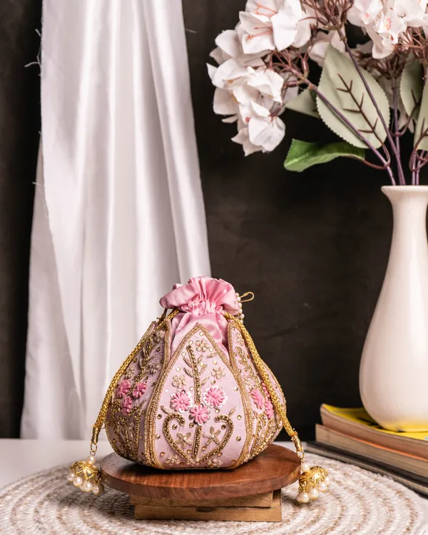 The_Blush_Lotus–_Handcrafted_Pearl_Handle_Evening_lotus_Potli_Bag